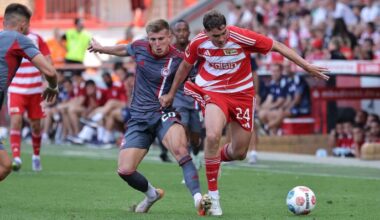 Unions Robert Skov im Zweikampf mit Joao Lourreiro da Costa von Olympiakos Piräus (imago images/Contrast)