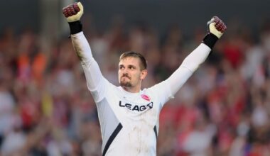 Alexander Sebald jubelt gegen Hannover 96