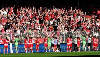 Jubel bei Unions Spielerinnen und Fans nach dem Test gegen Real Madrid (imago images/Engler)