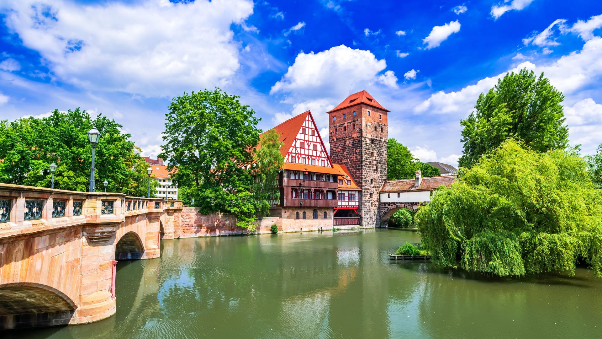 Nuremberg, Germany - Picturesque Pegnitz River, Bavaria.