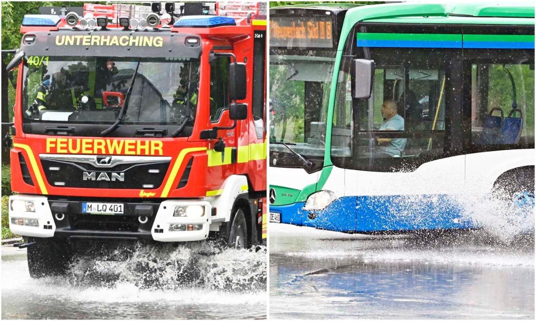 Unwetter zogen über den Süden Bayerns – besonders München und der Landkreis waren betroffen: In Unterhaching waren teilweise Straßen überschwemmt.