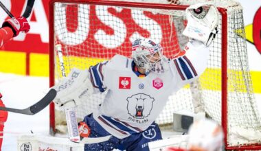 Eisbären-Torwart Jake Hildebrand im Spiel gegen Klagenfurt (Bild: Imago Images/GEPA pictures)