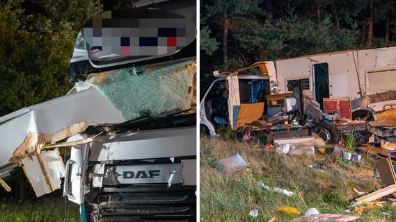 Drei Schwerverletzte, drei Kinder involviert: Unfall auf A9 bei Roth - Lkw prallt in Wohnmobil