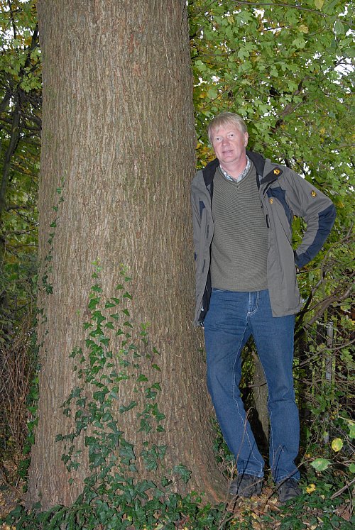Stephan Borghoff an einer Flatterulme in Künsebeck. - © Rolf Uhlemeier