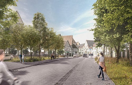 So soll die Lange Straße in Halle nach Abschluss aller Bauarbeiten Ende 2026 aussehen. - © Planungsbüro Röver