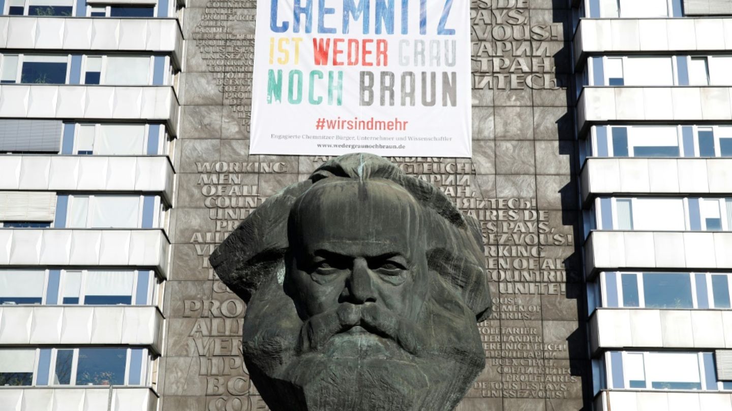 Karl-Marx-Kopf in Chemnitz im September 2018