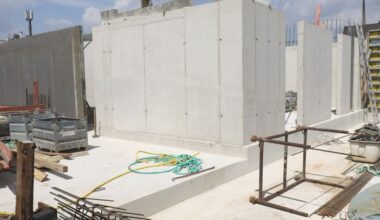 Baustelle: Wandelemente wurden installiert