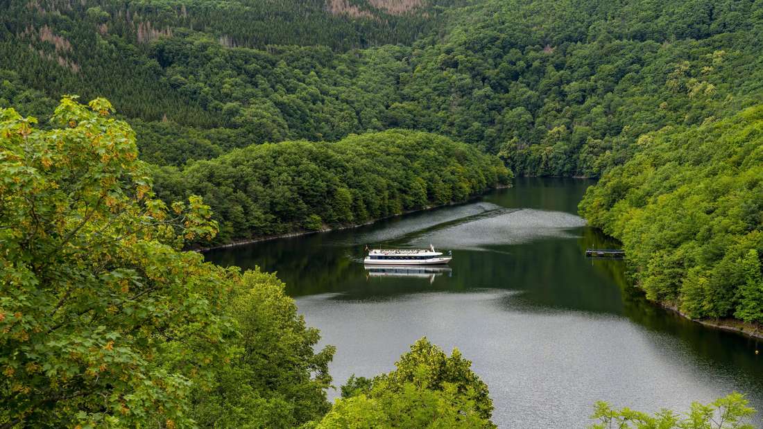 Blick auf den Rursee von der Urfttassperre, Nationalpark Eifel