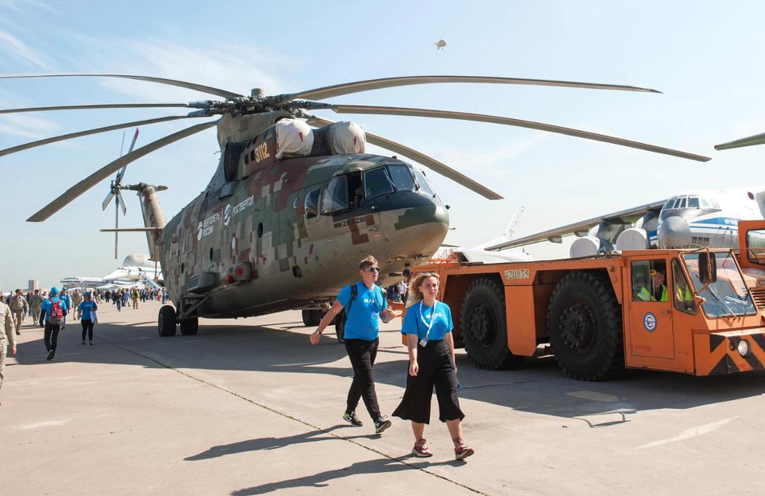 Die neueste Version des größten Serienhubschraubers aller Zeiten trägt den Modellnamen Mi-26T2 und feierte 2019 Premiere