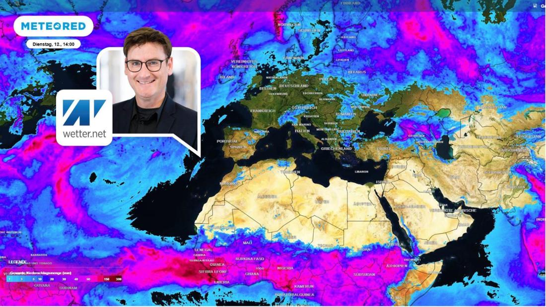 Die Regensummen bis Dienstag (12. August). 