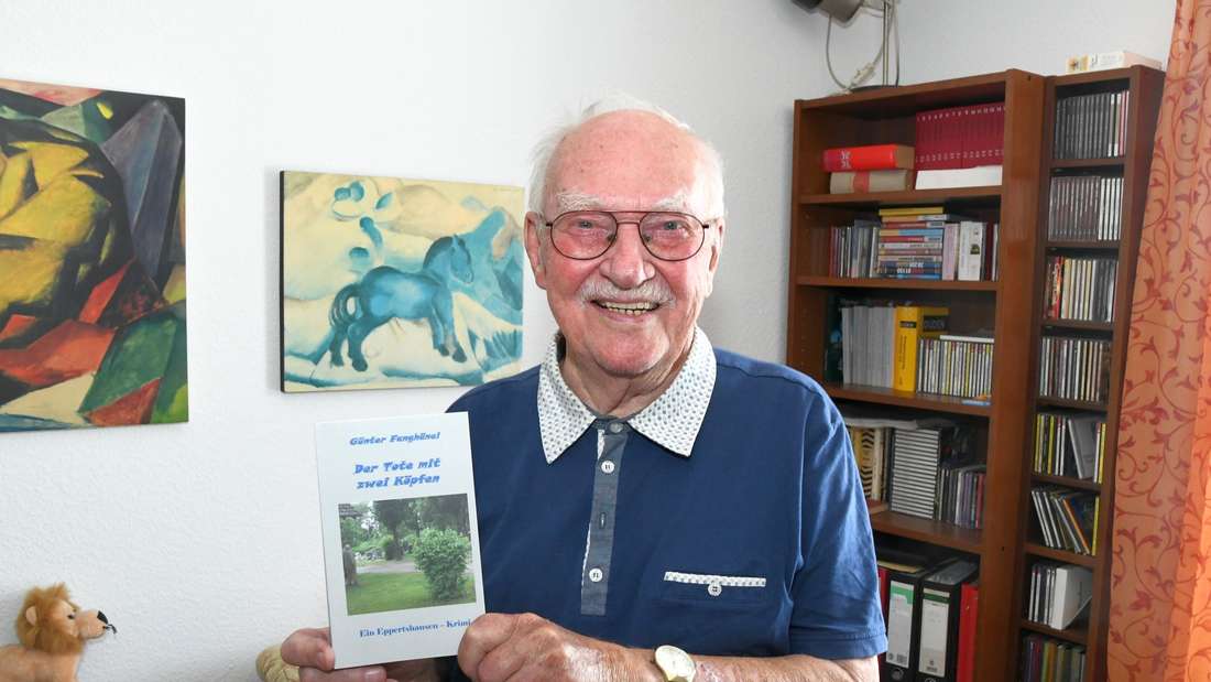 bab110825 Hat mit „Der Tote mit zwei Köpfen“ pünktlich zu seinem 90. Geburtstag seinen neuen Eppertshausen-Krimi veröffentlicht: Hobbyautor Günter Fanghänel. (Foto: jd))