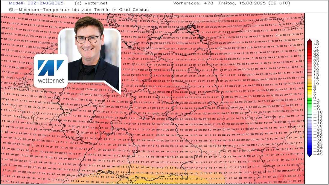 Die Frühtemperaturen am Freitagmorgen. Lokal bei 24 Grad. Das ist extrem warm. 