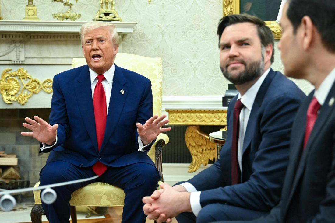 Donald Trump, JD Vance und Marco Rubio (von links) im Weißen Haus