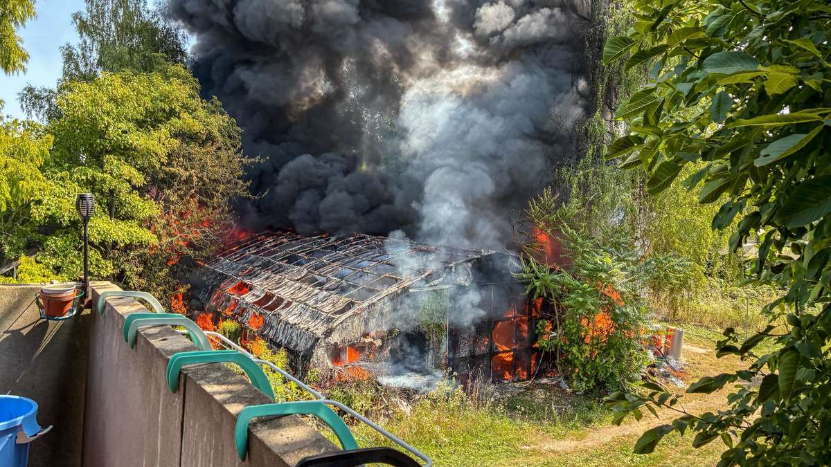 Riesige Rauchwolke: Pflanzenhalle in Offenbach niedergebrannt