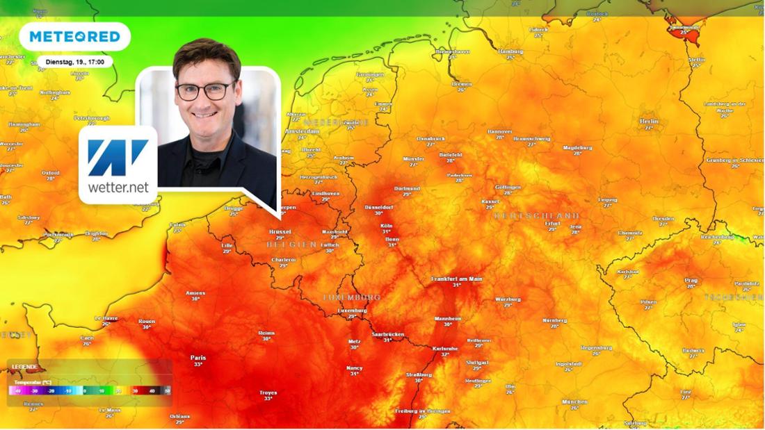 Die Wetterkarte zeigt die Temperaturen am Dienstag (19. August). 