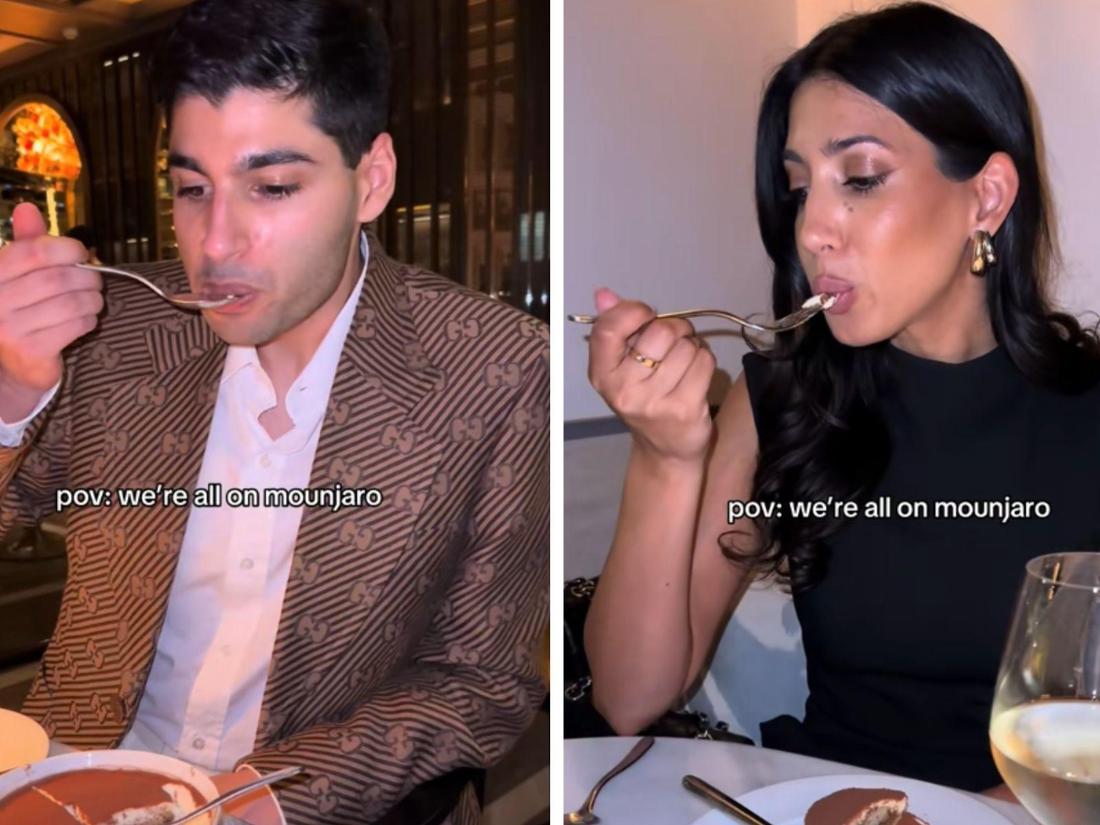 Ein junger Mann macht sich in einem TikTok-Video über Leute im Restaurant lustig, die Abnehmspritzen nehmen. (Symbolbild)