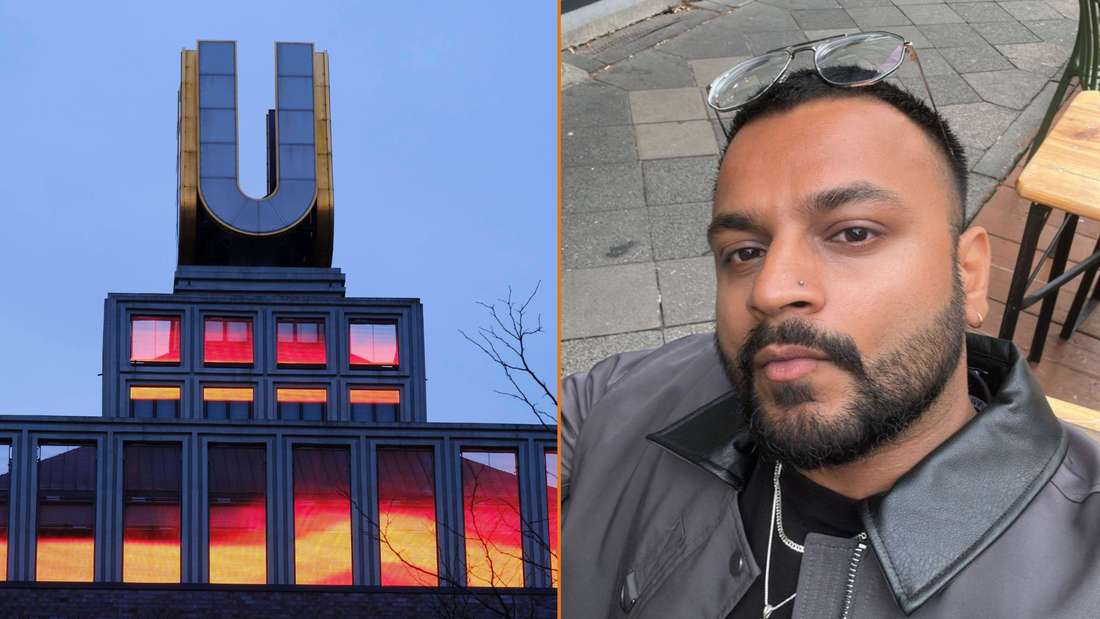 Instagram-Star und Comedian Akshay. Daneben das Dortmunder U. 