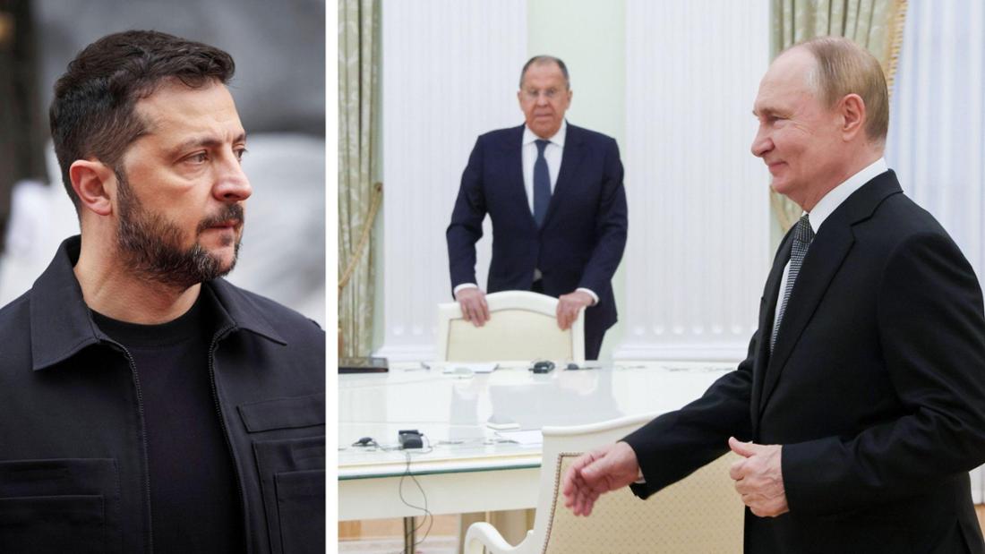 Selenskyj, Lawrow und Putin