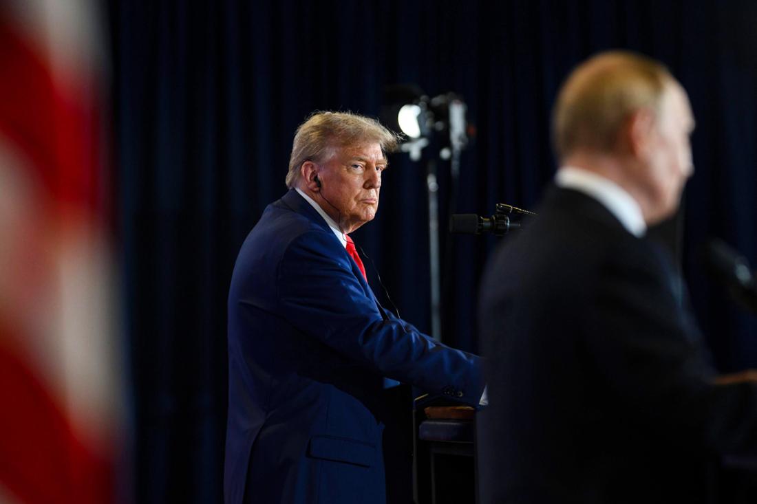US-Präsident Donald Trump und Russlands Präsident Wladimir Putin beim Ukraine-Gipfel in Alaska.