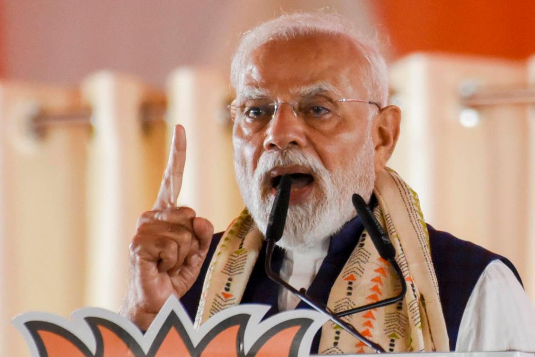 Narendra Modi in Kolkata, Indien.