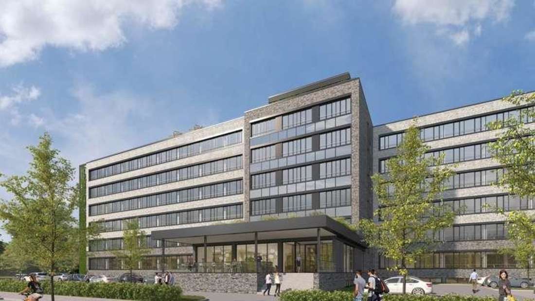 So soll das Bürogebäude im Mertonviertel einmal aussehen. 