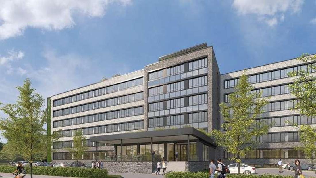 So soll das Bürogebäude im Mertonviertel einmal aussehen. 