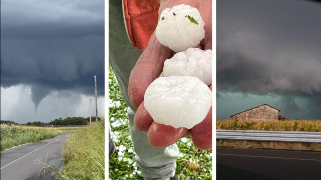 Tornado Windhose Bergamo Lombardei Norditalien Hagel Hagelkörnern groß wie Golfbälle Unwetter Italien