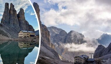 See erscheint über Nacht vor Alpen-Hütte