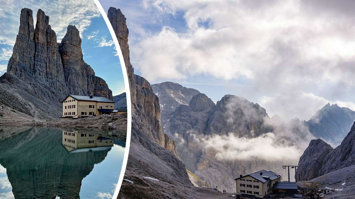 See erscheint über Nacht vor Alpen-Hütte