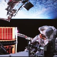 Spaziergang im Weltall: Ein chinesischer Astronaut im Jahr 2023 außerhalb der Raumstation Tiangong.
