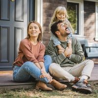 Young family enjoying in sunny day