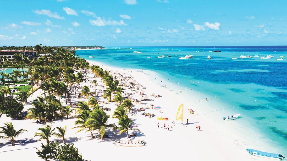 aerial view of a beautiful caribbean beach  in Punta Cana, Dominican Republic