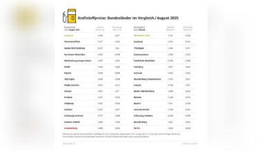 Saarland und Rheinland-Pfalz am günstigsten / Preisunterschiede zwischen den Bundesländern von bis zu 9,6 Cent