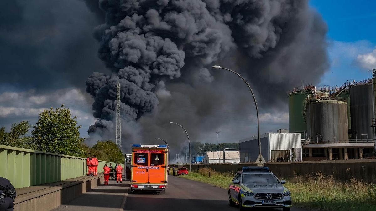 Die Feuerwehr Hamburg ist seit Montagnachmittag auf der Veddel im Hafen im Großeinsatz.