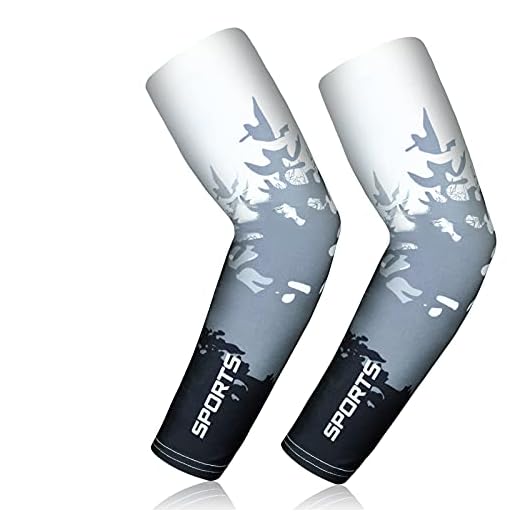 flintronic Arm Sleeves,Unisex Wärmer UV-Schutz Ärmel UPF 50, Rutschfest Kühlung Armlinge Feuchtigkeitsableitende zum Bedecken der Arme für Laufen, Reiten, Golf, Basketball (L)