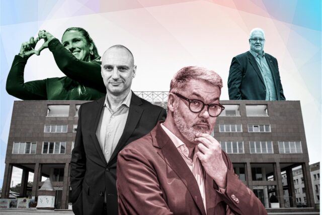 Montage mit Katrin Lögering (Grüne), Alexander Kalouti (CDU), Amtsinhaber Thomas Westphal (SPD) und Heiner Garbe (AfD)