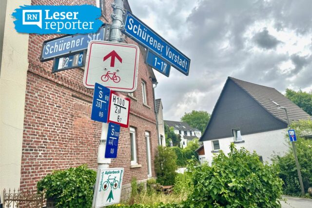 Von der Schürener Straße führt die Radroute über die Schürener Vorstadt in Richtung Emscherweg.