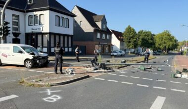 Provisorische Ampeln vor Blechecke in Betrieb