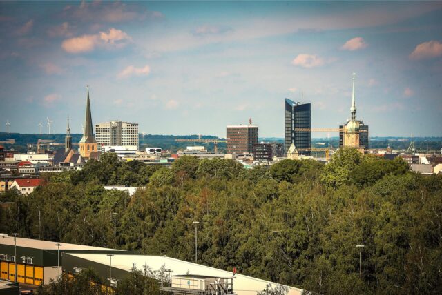 Hitze in Dortmund – ein Blick über die Stadt.