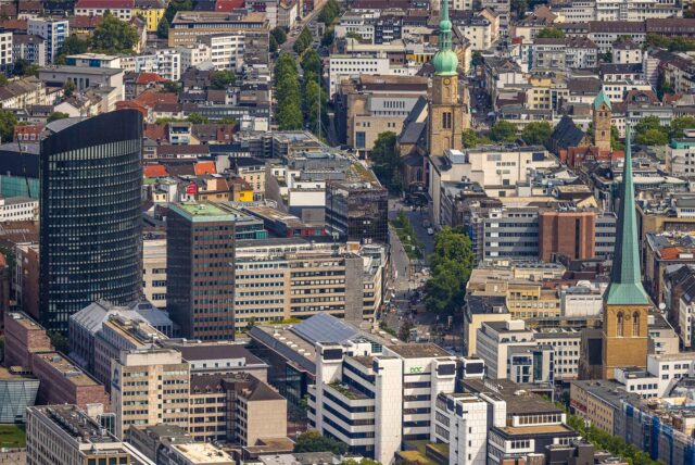 Dortmund im Hochsommer: So zeigt sich die City in der Vogelperspektive.