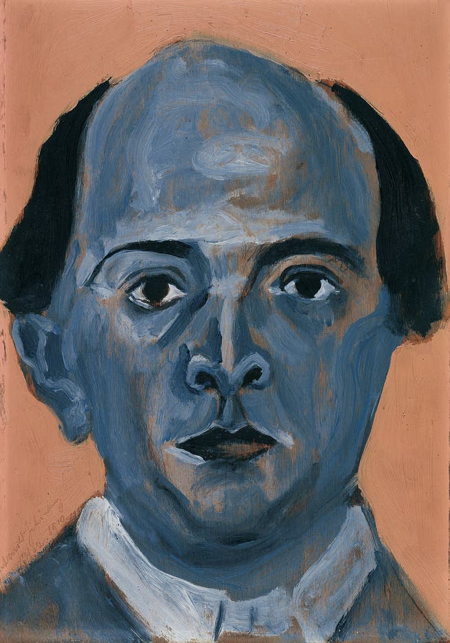 Arnold Schönberg: «Blaues Selbstportrait», Öl auf Sperrholz, 13. Februar 1910.