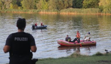Am Hohenweidener See bei Schkopau suchten Rettungskräfte am Donnerstag nach einem vermissten Kind.