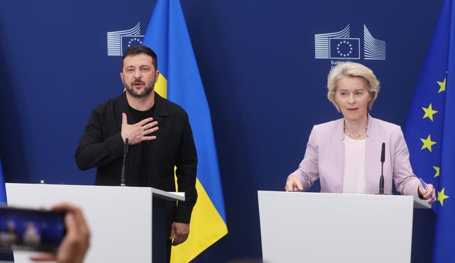 Wolodimir Selenski und die EU-Kommissions-Präsidentin Ursula von der Leyen an der Pressekonferenz nach ihrem Gespräch am 17. August.