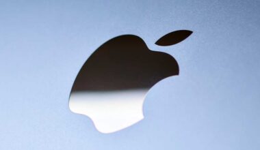 Apple logo on the back of a MacBook