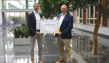 Vorstands-Chef Jörg Höhler (r.) und sein Vorstandskollege Dr. Oliver Malerius freuen sich über die tolle Unterstützungs-Leistung der „Wiesbaden Crowd“.