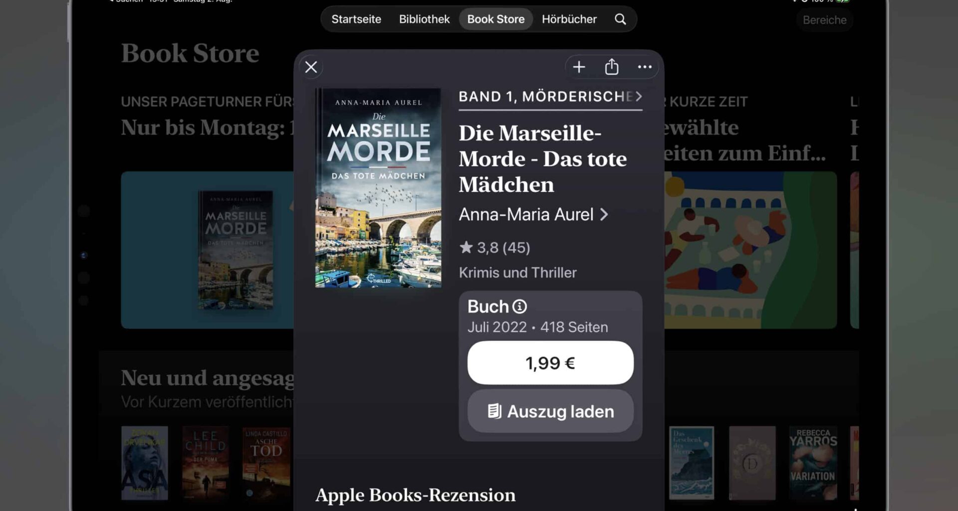 Das E-Book der Woche: dieses Mal "Die Marseille-Morde - Das tote Mädchen" für 1,99 Euro mitnehmen