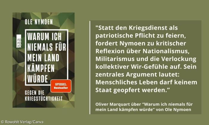 Das Cover von Ole Nymoens "Warum ich niemals für mein Land kämpfen würde"
