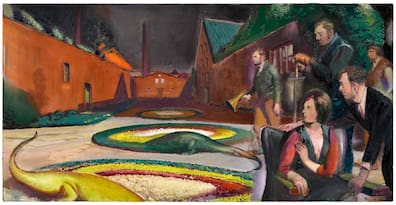 Neo Rauch: „Keine Angst" (2020, Öl auf Leinwand, 50 x 100 cm, Privatsammlung Essen).