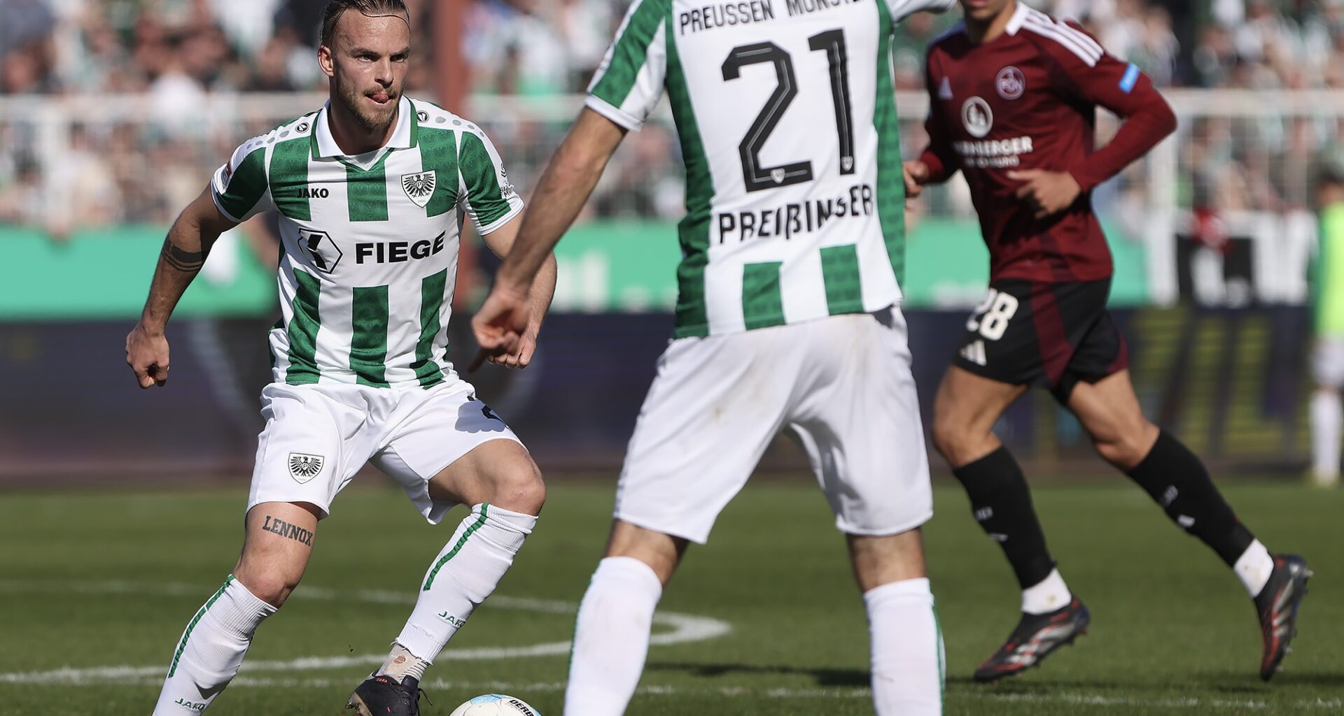 Preußen Kapitän Jorrit Hendrix und Rico Preißinger ziehen in dieser Saison in der Mittelfeldraute unter Trainer Alexander Ende die Fäden. Foto: SCP