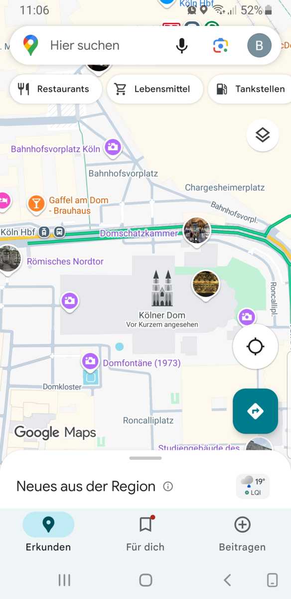 Funktion Erkunden in Google Maps